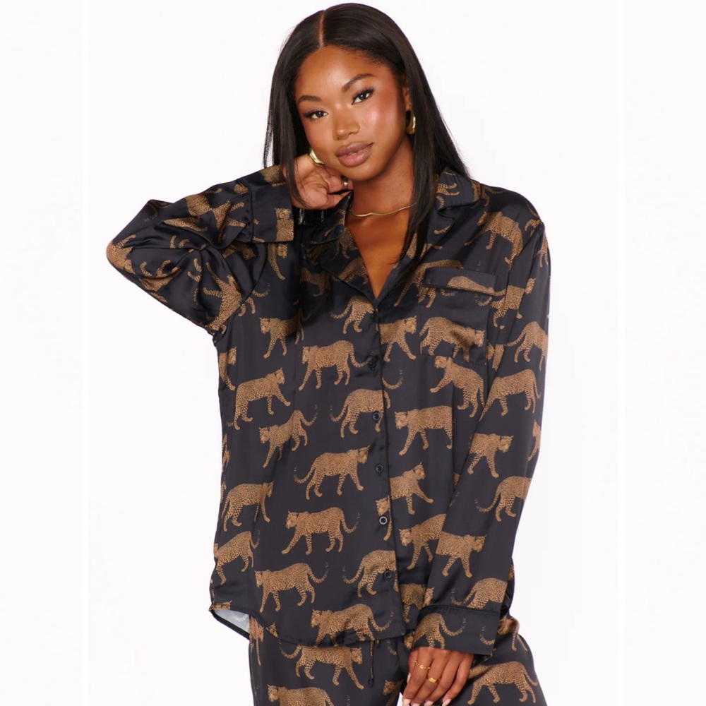 Show Me Your MuMu Black and Gold Leopard Pajama Top only.